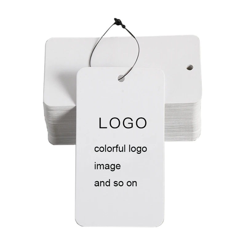 1000PCS Custom Tags Paper Hangtag Labels Clothing Brand Fashion Business Handmake Merchandise Logo Design Hang Personalized