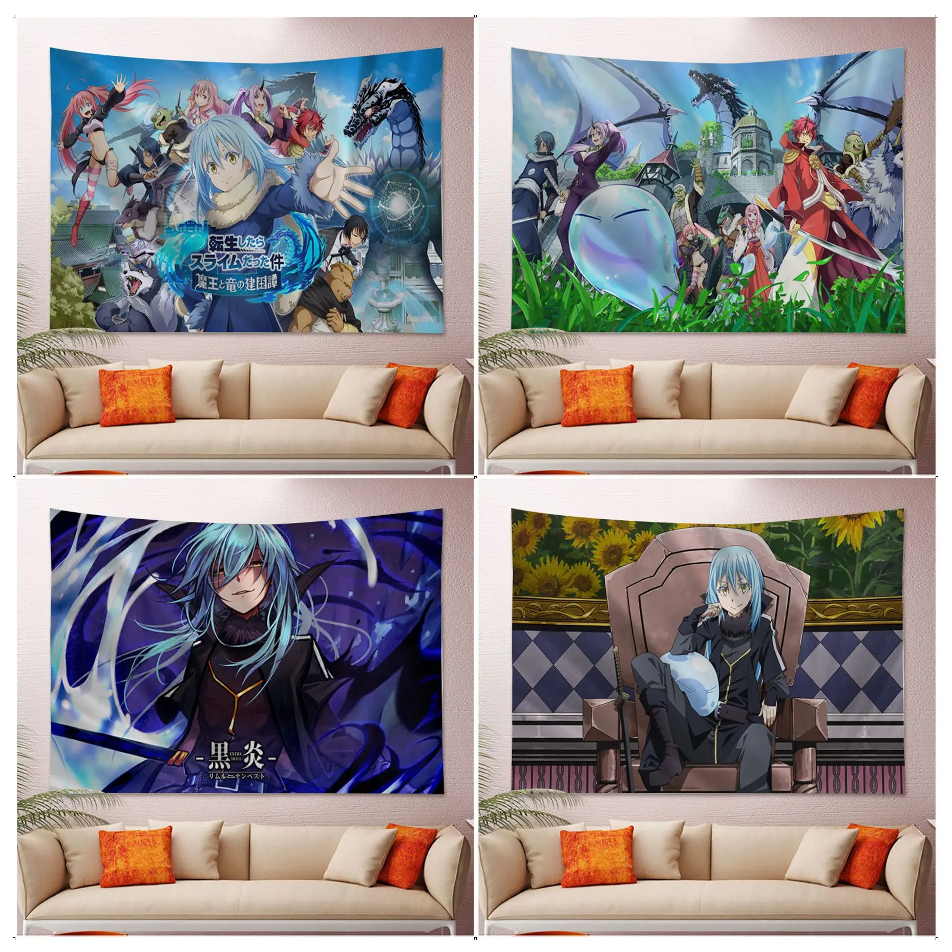 

Tensei Shitara Slime Datta Ken Tapestry Colorful Tapestry Wall Hanging Bohemian Wall Tapestries Mandala Wall Art Decor