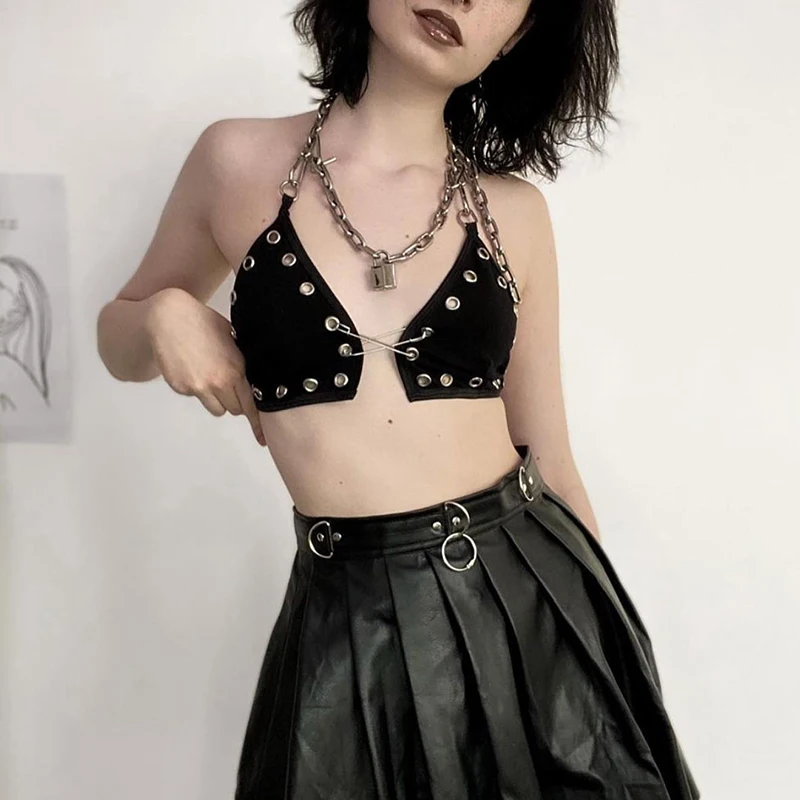 Готический укороченный топ в стиле Панк Harajuku Grunge Mall корсет бюстье сексуальные