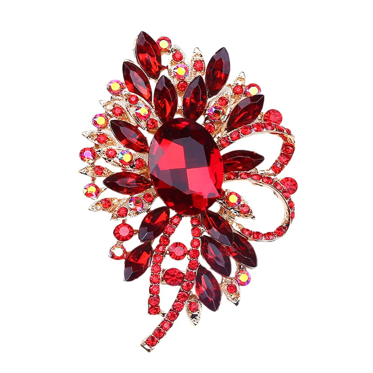 

Colorful Brooch Glass Beautiful Shining Decorative Brooch for Scarf Bag Clothes Trousers (Red)
