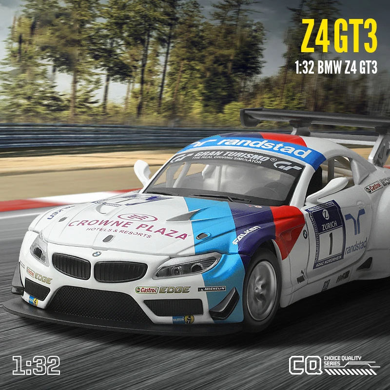 

Модель спортивного автомобиля в масштабе 1:32 BMW Z4 GT3 из сплава, литой звук, Супер гоночный подъемный хвост, популярный автомобиль, колесо для д...