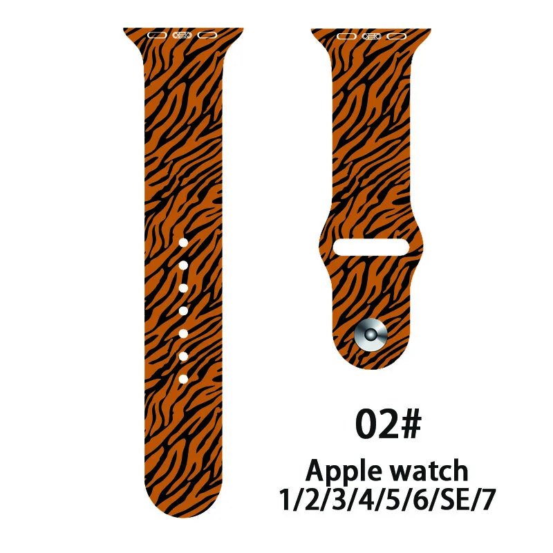 

For Apple Watch Band 40MM 42MM 44MM 45MM 38MM 49MM 41MM Stripe Printed Strap Silicone Strap for iWatch SE S8 7 6 4 5 3