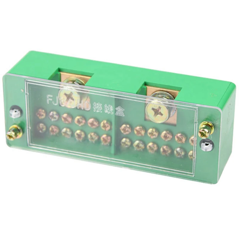 

660V 30A Single-Phase 2 In 12 Out Metering Box FJ6 Terminal Block Junction Box Power Distribution Terminal (2 In 12 Out)