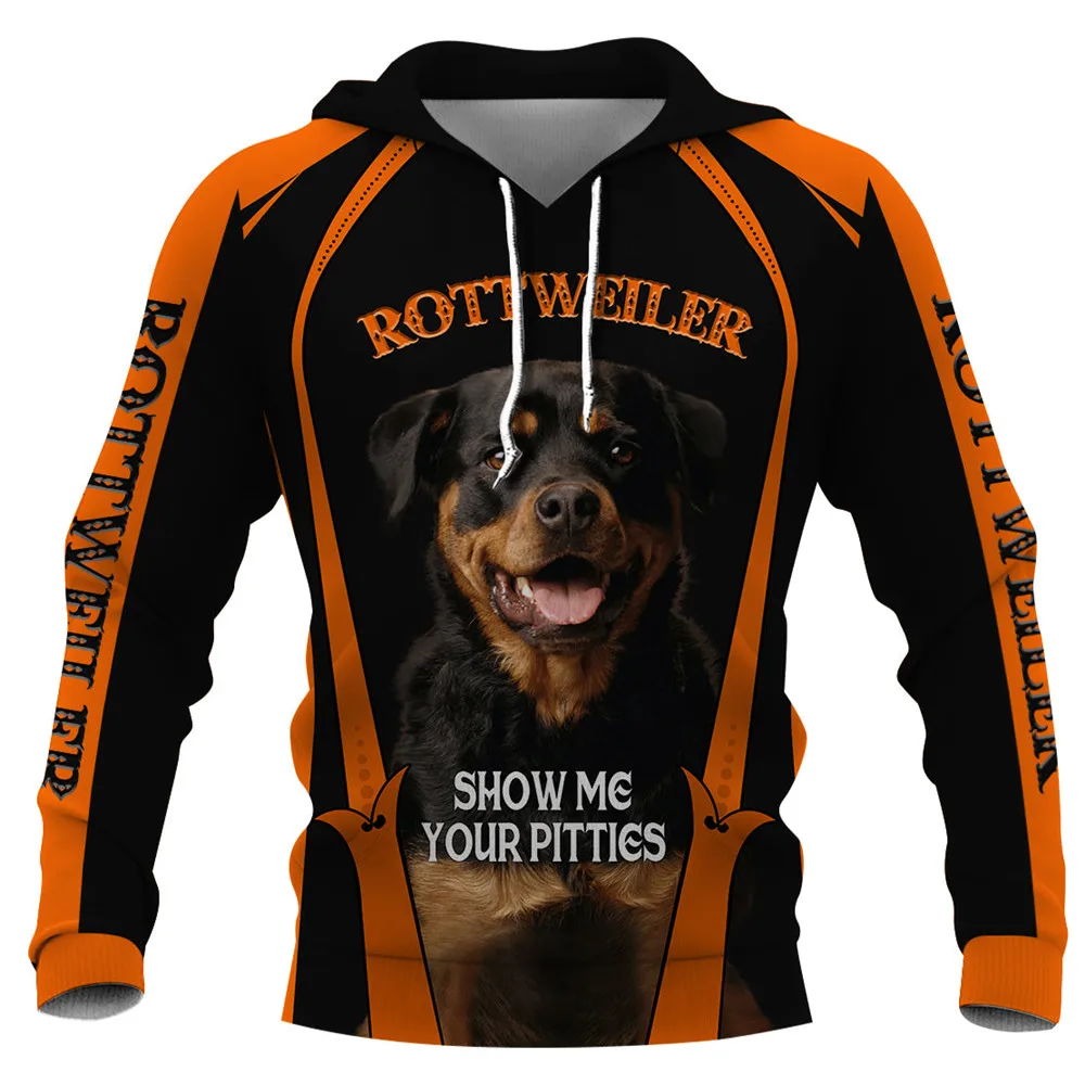 CLOOCL-Sudadera con capucha para hombre, ropa deportiva con estampado 3D de Rottweiler, muestra tus Pitties, Golden Retriever, a la moda