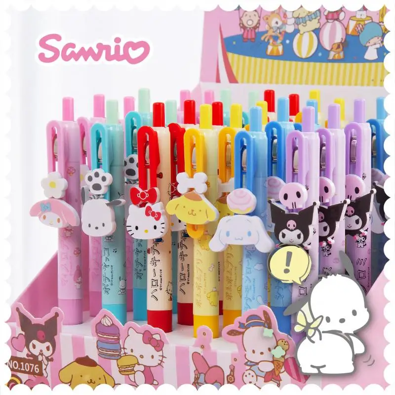 

Kawaii Sanrio Hellokittty Mymelody Kuromi Purin Cinnamoroll Pachacco Caneta De Gel Preta De Alto Valor Ins 0,5 Mm Bala Set