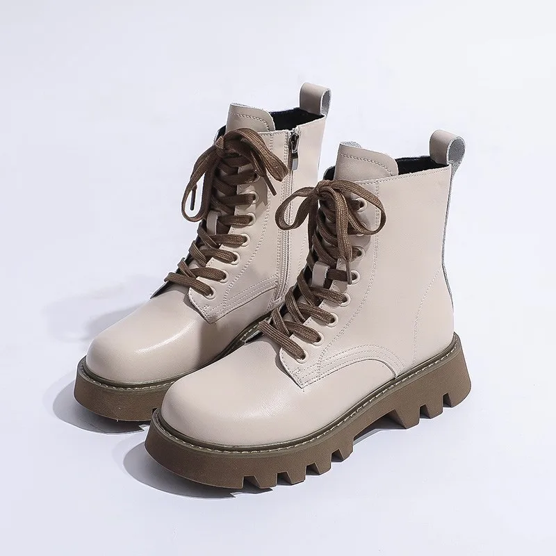 

Женские сапоги на толстой подошве, короткие сапоги на толстом каблуке, Новинка осени 2022, Классические сапоги с большим носком, утягивающие у...