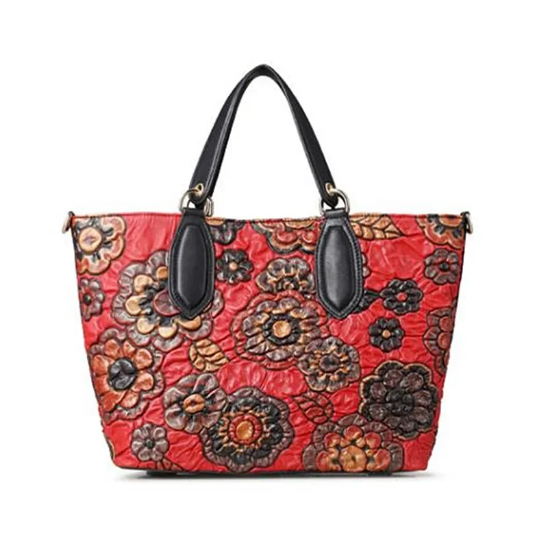 

Fashion New 2024 Tide Women Handbag Genuine Leather Mother Bag Large Capacity Flower Elegant Shoulder Messenger Tote Bags