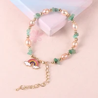 natural chip gravel freshwater pearl bracelets for women rainbow pendant citrine tourmalines girls bangles bohemian jewelry gift