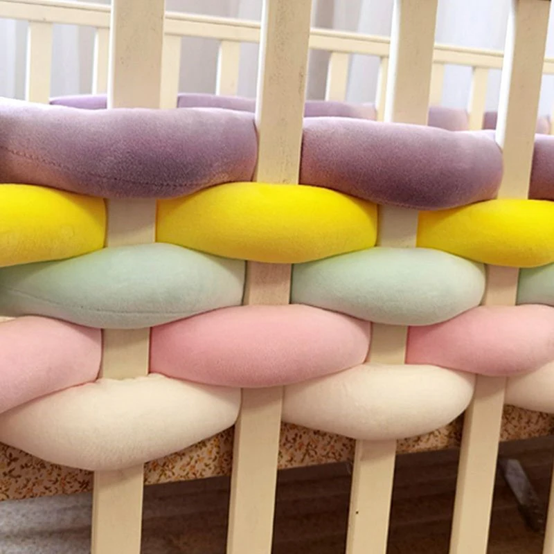 1meter Baby Bumper Bed Iswound With Woven Braid Knot Pillow Cushion For Infant Bebe Crib Protector Cot Room Decor - купить по