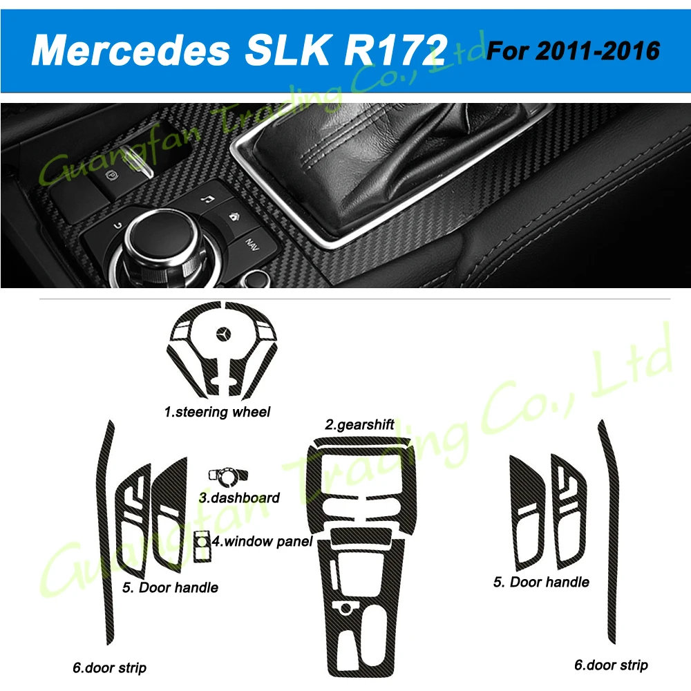 

Car-Styling 3D/5D Carbon Fiber Car Interior Center Console Color Change Molding Sticker Decals For Mercedes SLK R172 2011-2016