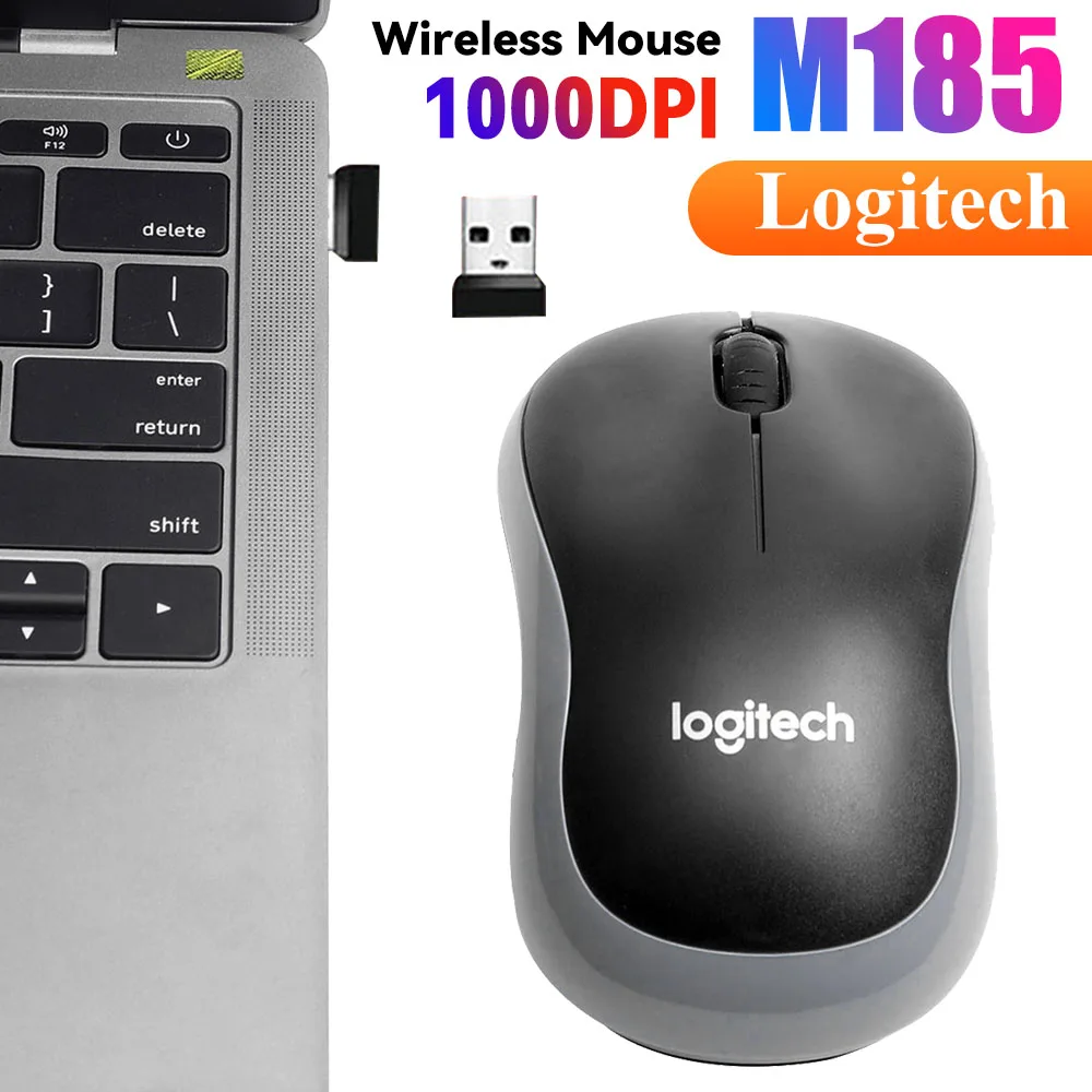 Беспроводная игровая оптическая мышь Logitech M185 с USB-приемником и 3 кнопками 1000DPI