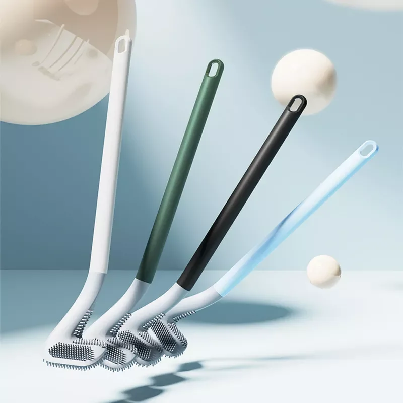 Handle Toilet Cleaning Brush Bendable Silicone Flexible Soft Brush Head Toilet Cleaning Brush Home Bathroom Accessories