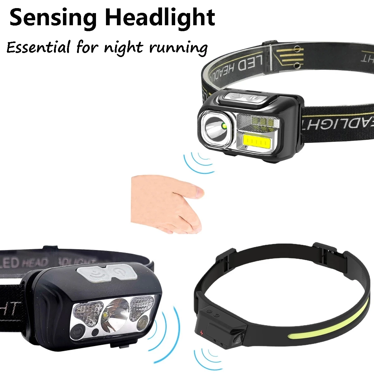

Sensing LED Headlight USB Rechargeable Outdoor Caving Camping Climbing Riding Night Running Headlamp Flashlight
