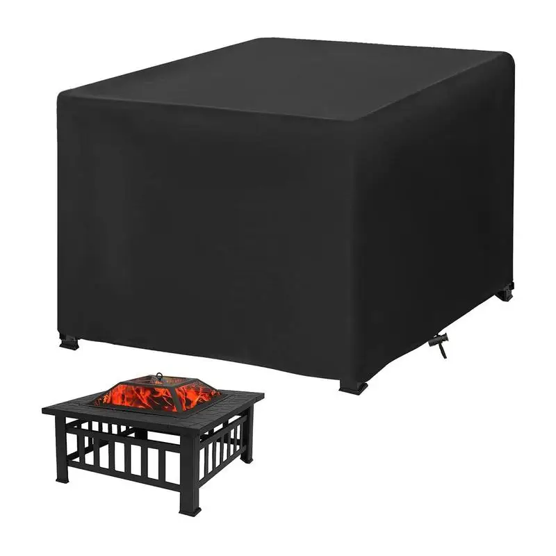 

Waterproof Patio Fire Pit Cover Black UV Protector Grill BBQ Shelter Outdoor Garden Yard Warmer Heating Canopy Furniture Covers