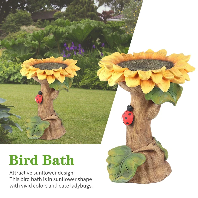 

Sunflower Bird Bath Garden Decoration Outdoor Yard Lawn Decor Art Ornaments