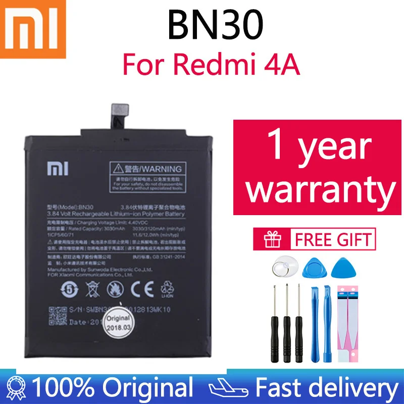 Xiao Mi Original Phone Battery BN30 For Xiaomi Redmi 4A Mi4A M4A High Quality 3120mAh Phone Replacement Batteries