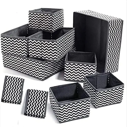 

12 Caja de Organizadores Almacenamiento Plegable para Cajones, Organizador de cajones Tela para Ropa Interior, Sujetadores(12PCS