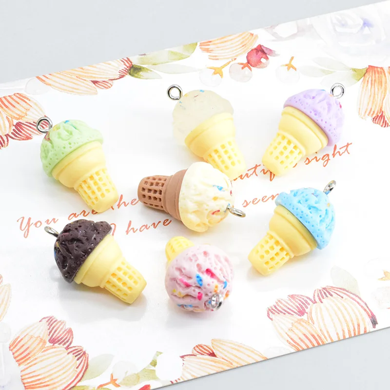 10/14 шт. 3D Мини конус мороженого из смолы шармы Милая еда брелок серьга Подвеска
