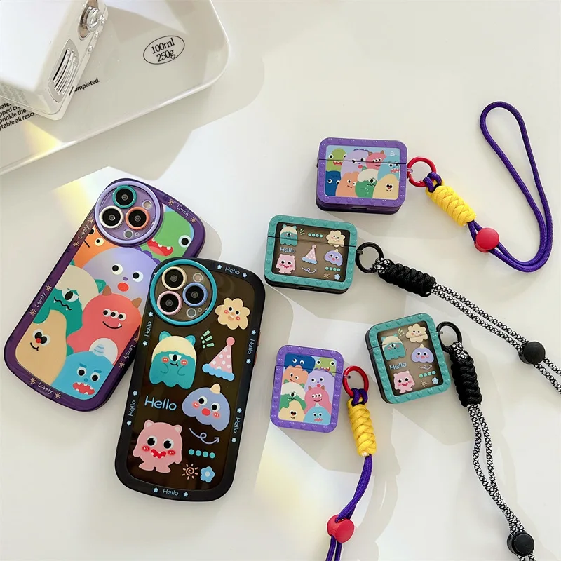 

Чехол для Apple AirPods 2, с рисунком милых граффити, монстр, AirPods 3, чехол для AirPods Pro, чехол для IPhone, аксессуары для наушников, чехол для AirPod