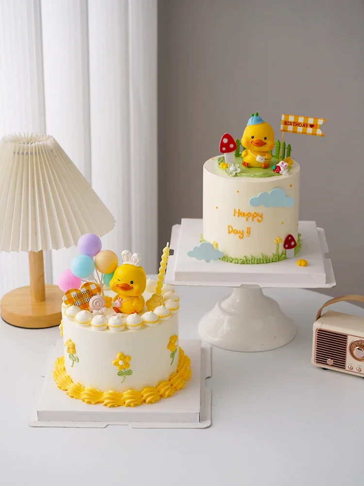 

Raincoat Duck Cake Topper Cartoon Cute Animals Figures Woodland Cupcake Topper Cake Decoration Birthday Favors Gift