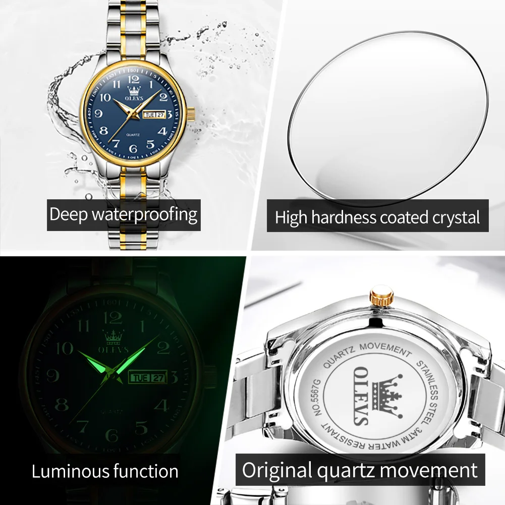 OLEVS Luxury Ladies Watches High Quality Waterproof Stainless Steel Women Quartz Watch For Women Reloj Mujer Dress WristWatch
