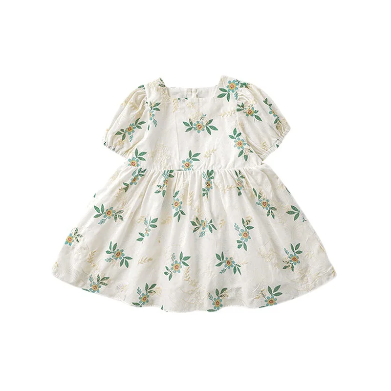 

Новинка 2022, платье принцессы с пышными рукавами для девочек, костюм с шортами, маленькое детское платье с квадратным вырезом, хлопковое плат...