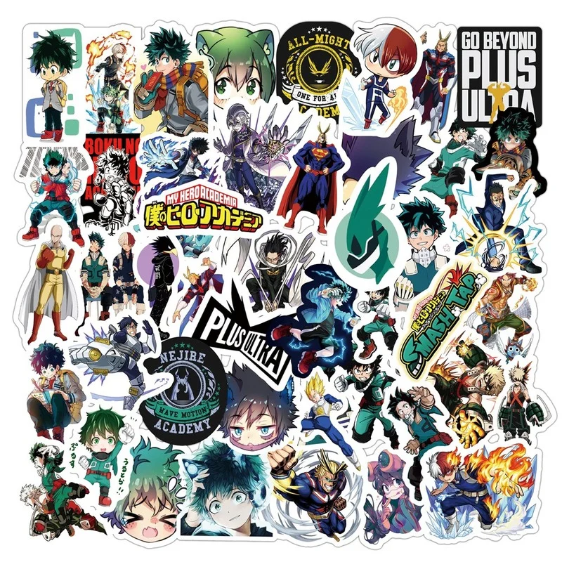 

100 Pcs/pack New Anime My Hero Academia Graffiti Stickers Izuku Midoriya Might Boku No Hero Academia for Laptop Phone Car Toys