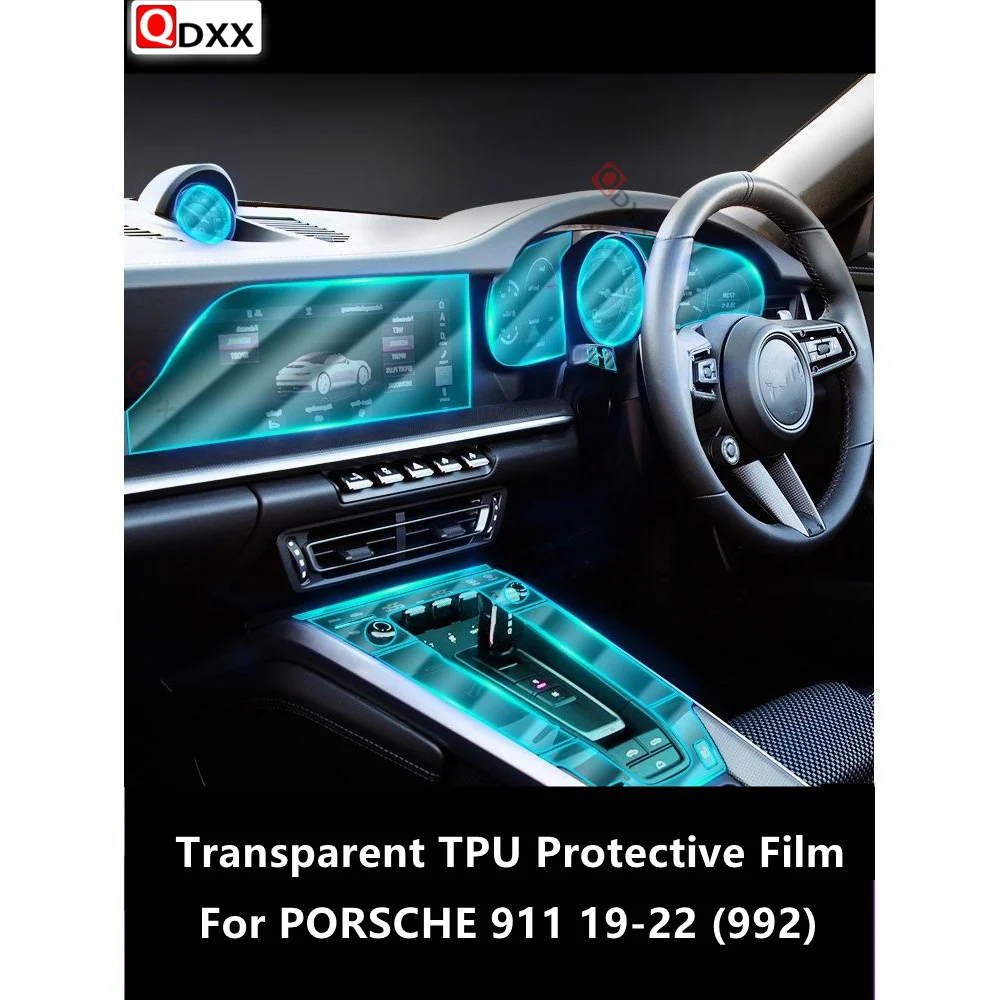 Прозрачная центральная консоль для салона автомобиля PORSCHE 911 19-22 992 фотопленка