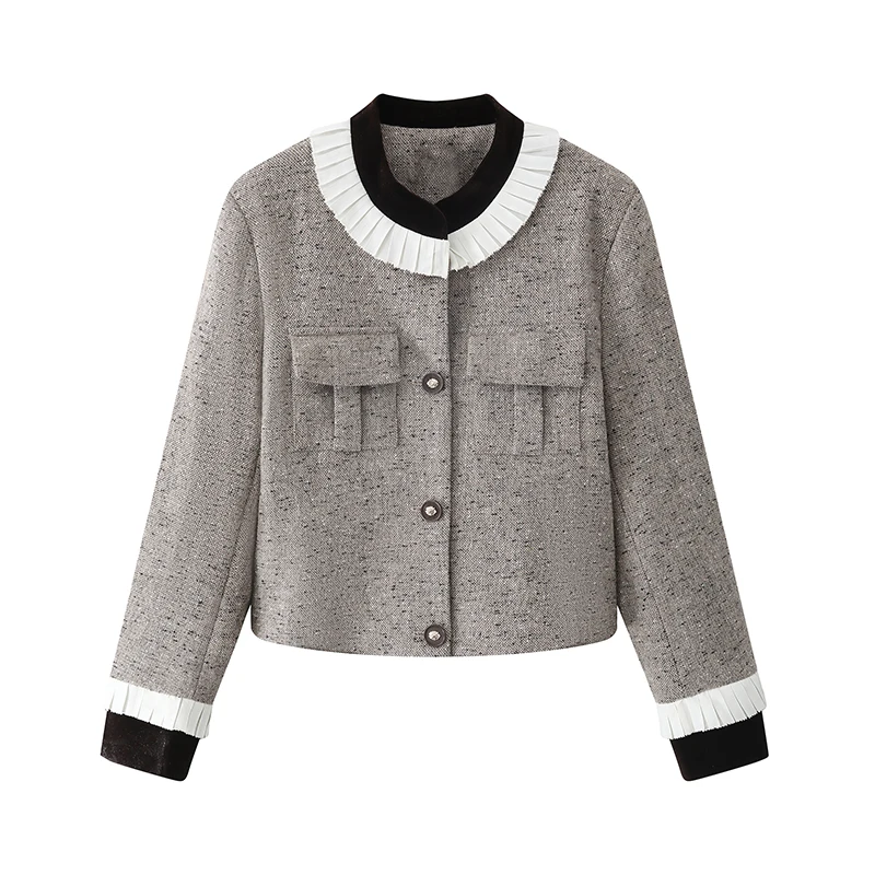 Элегантный французский светский костюм с круглым вырезом однобортный пиджак