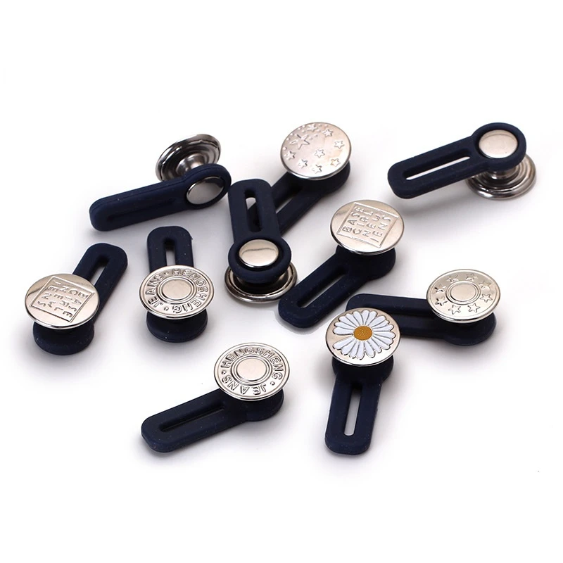 Extension Button Jeans Flared Waist Adjustment Buckle Rubber Removable Stitch-Free Nail-Free Metal Button R-Button