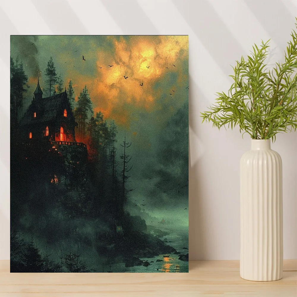 1 шт. Холордные домики в горах выдерживаются на скалах Современное холст