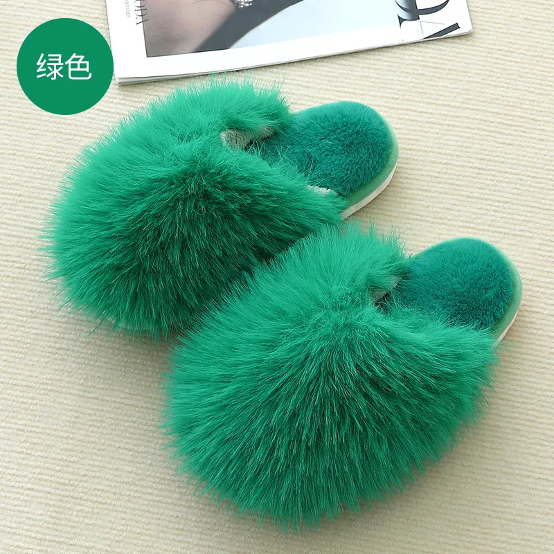 Women Winter 2022 New Furrly Slippers Outdoor Fashion Warm Indoor Bedroom Cotton Plush Shoes Fleece Fluffy Couple Memory