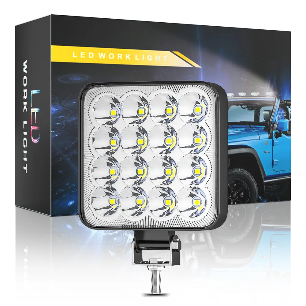 

Car LED Work Light Mini Square Reflector 16LED Off-road Vehicle Auto Accessories Motorcycle Auxiliary Light Headlight