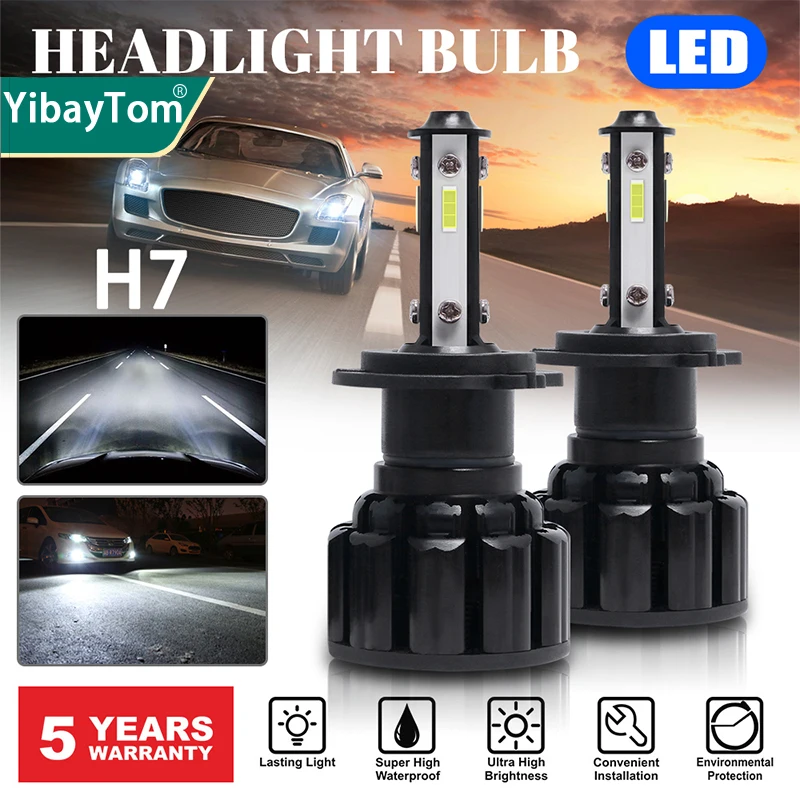 2x Super Bright 120W H7 LED Headlight Bulbs Kit Car Headlamp 20000LM 6000K White Hi/Lo Beam DRL Fog Light Replacement Plug&Play