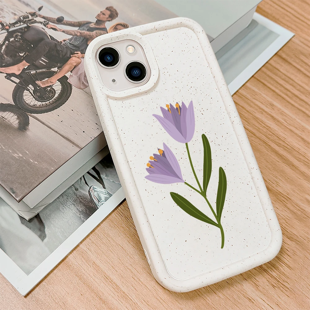 

Cartoon Purple Lily Phone Case For iPhone 14 Plus 12 ProMax Cases For iPhone 12Pro 11 Pro 7Plus XR XS Max TPU Degradation Cover