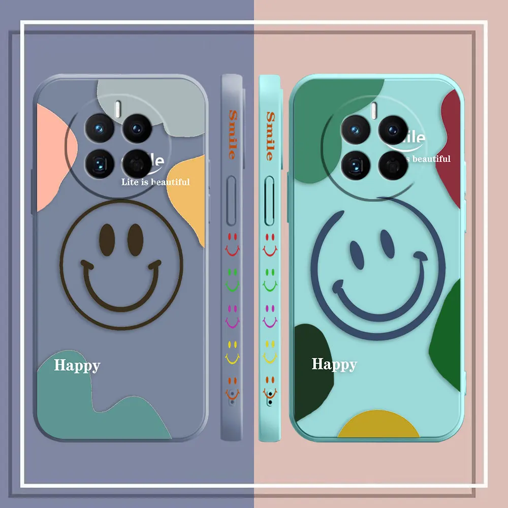 Happy Smiling Face Phone Case For Huawei MATE 10 20 20X 30 40 50 P20 P30 P40 P50 P60 PRO PLUS Colour Liquid Case Cover Funda