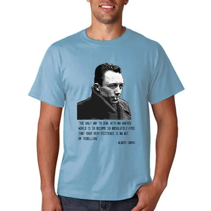 

Новая удивительная футболка с графическим принтом Альберта камуса-новая белая хлопковая футболка для мужчин, уникальные хлопковые футболк...