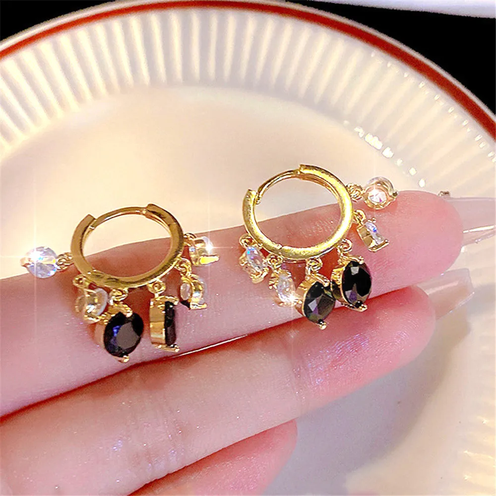 

Fashionable Zircon Tassel Earrings Luxurious High Class Temperament Celebrity Elegant Exquisite Female 925 Silver Earrings Gift