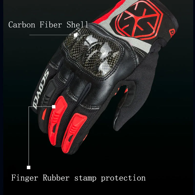 Осенние мужские мотоциклетные перчатки SCOYCO защита из углеродного волокна