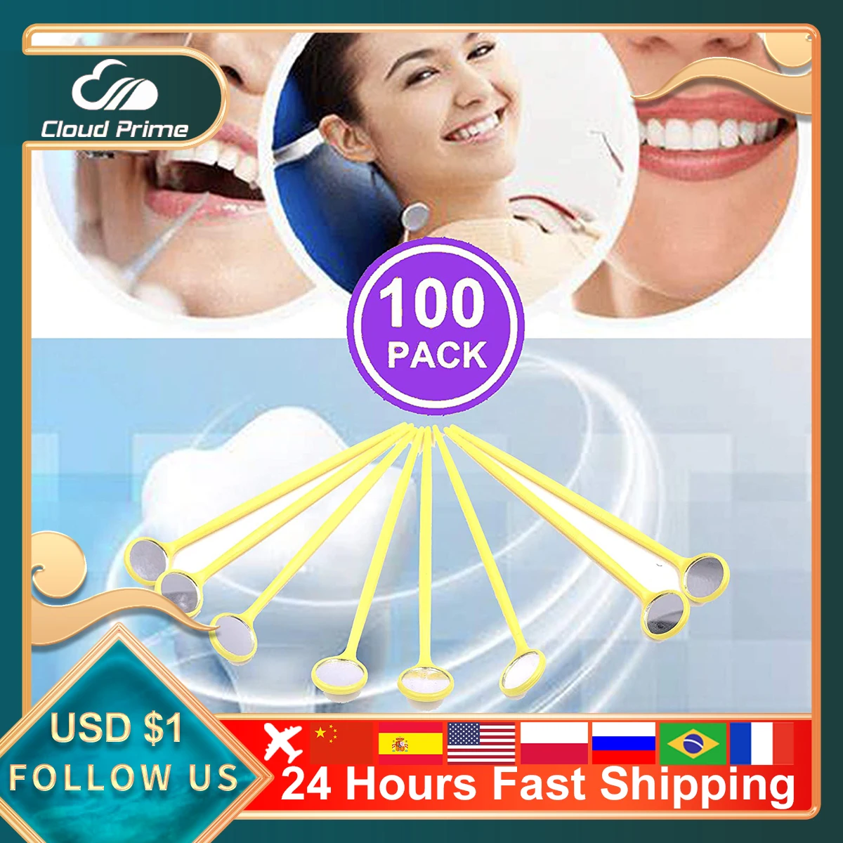 

100 шт. стоматологическое зеркало, симпатичная дешевая продукция, стоматологические инструменты, пластиковое стоматологическое зеркало для...