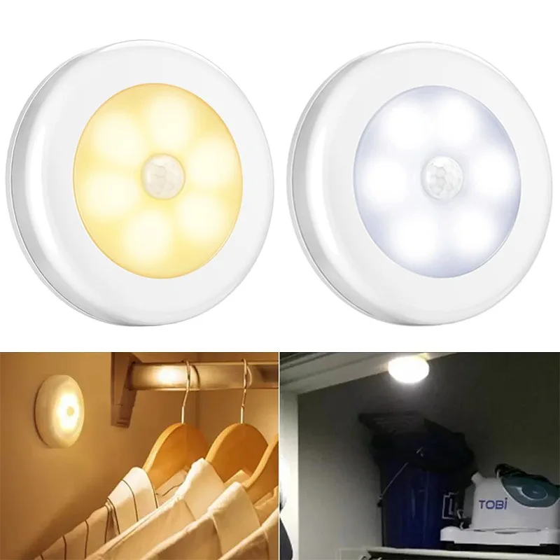 

6LED PIR Motion Sensor Night Light LED Human Body Induction Wireless Detector Automatic Light On / Off For Home Bedside Lighting