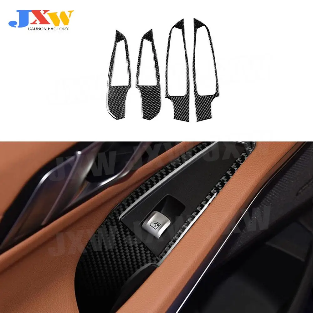 

Carbon Fiber Interior Trim Window Lifter Switch Buttons Decorative Frame Cover Stickers For BMW G20 G28 2019 2020