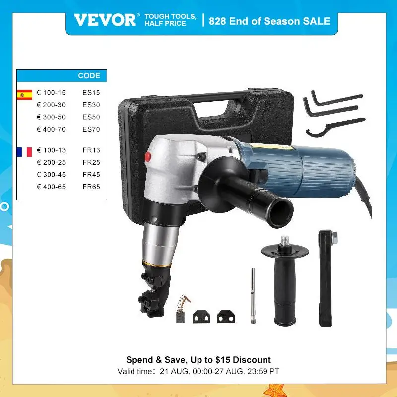 VEVOR 380W 625W Electric Metal Nibbler Corded Shears Cutter 1.8MM 4MM Cutting Thickness for Sheet Metal Stainless Steel Plastic