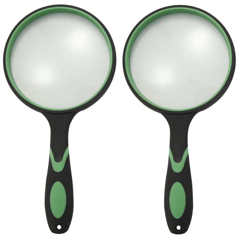 

2 Pack Magnifying Glass 10X, 100MM Large Magnifying Lens,Non-Slip Magnifying Glass Toy For Kids Toddler,Handled Magnifying Glass
