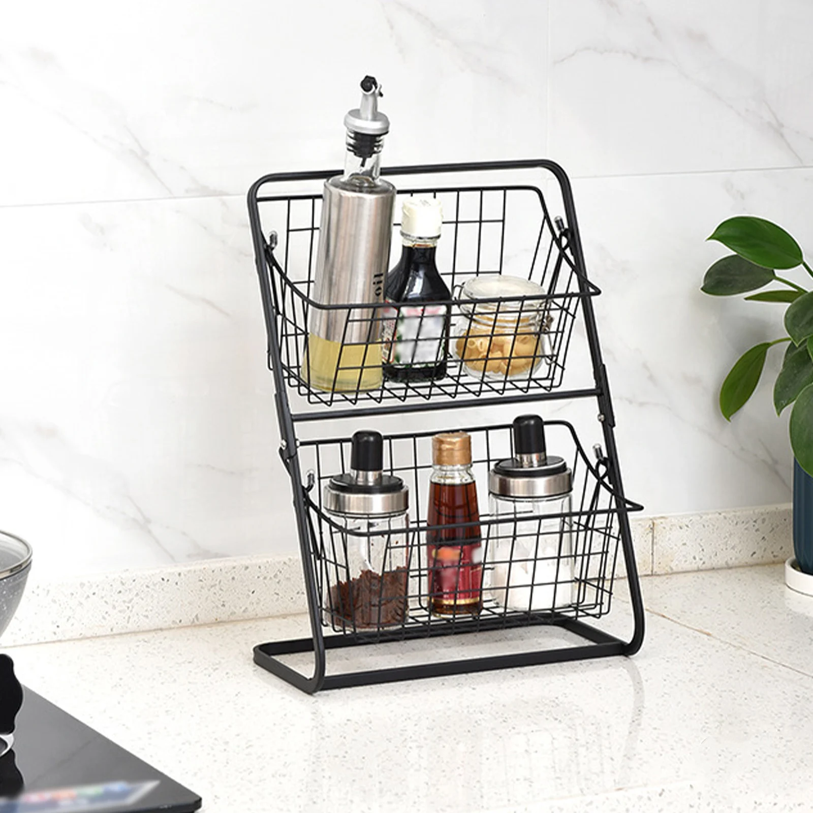 

Угловая полка для ванной комнаты, 2-ярусная Подставка для хранения, кухонный Органайзер, подставка для специй для мобильного дома