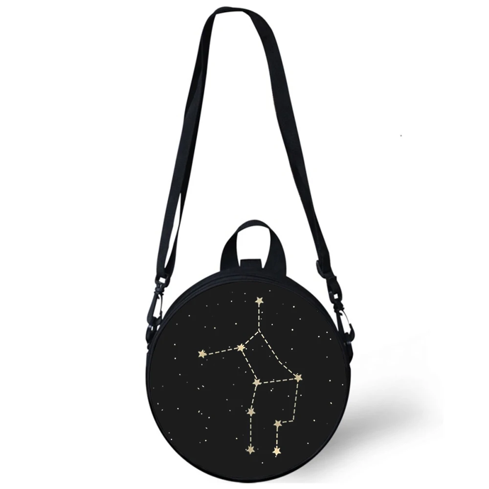 12 constellations fashion art Child kindergarten Bag 3D Print Shoulder Bags For School Women Mini Round Bagpacks Rugtas Bag