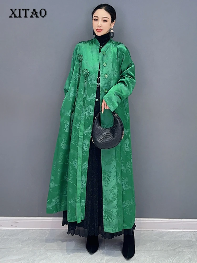 

XITAO Fashion Floret Vintage Trench Casual All-match Trend Street Wind Women Autumn New Arrival Simplicity Coats HQQ1540