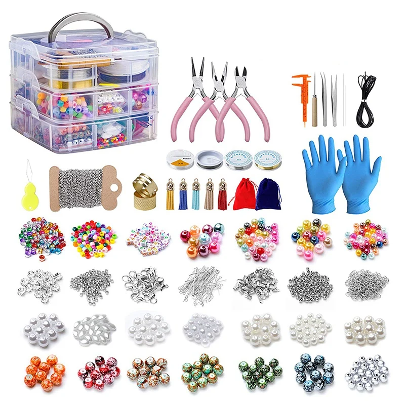 

2456 Pieces Of Jewelry Making Kit, Jewelry Making Tool Kit With Jewelry Beads, Jewelry Pliers, Beaded Thread, Storage Box, Jewel