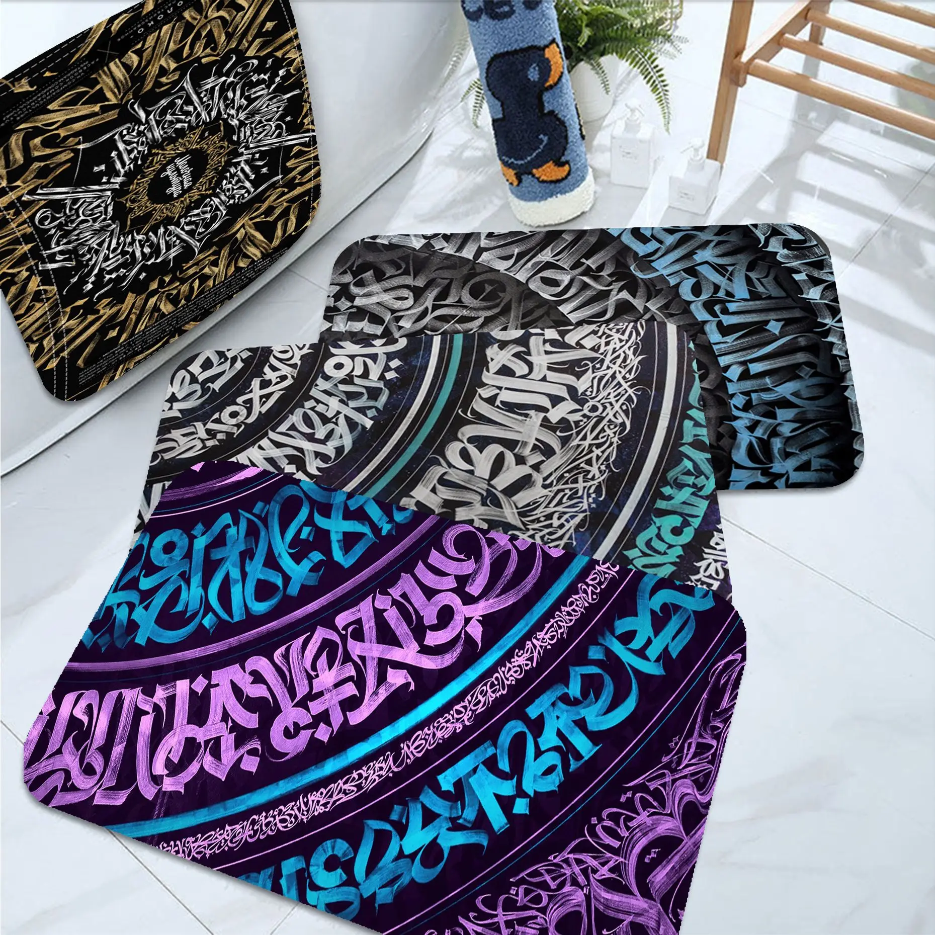 

Pokras Lampas Art Graffiti Long Rugs Cheaper Anti-slip Modern Living Room Balcony Printed Doormat Area Rug