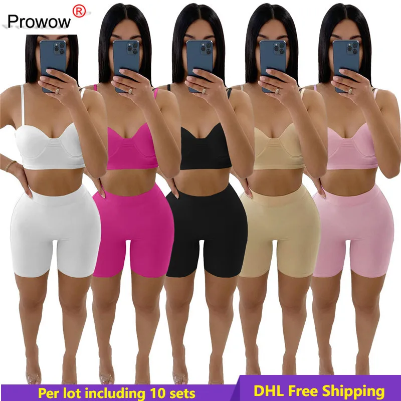 

Wholesale Summer Women Outfits Solid Sleeveless T Shirt Tank Top Shorts Two Piece Sets Casual Tracksuits Sports Suits Bulk 7120